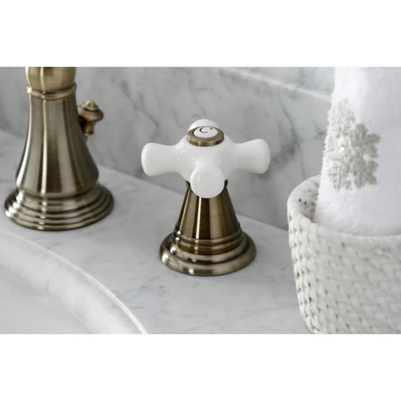 Kingston Brass Kingston Brass American Classic Two-Handle 3-Hole Deck Mount Widespread Bathroom Faucet with Pop-Up Drain FSC19733APX