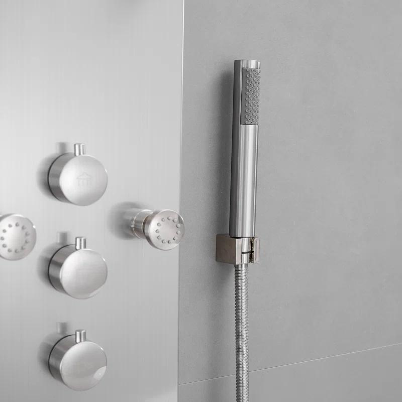 VIBRANTBATH 8-Jet Rainfall Shower Tower Shower Panel System With Rainfall Waterfall Shower Head And Shower Hand In Brushed Nickel YTP33-N