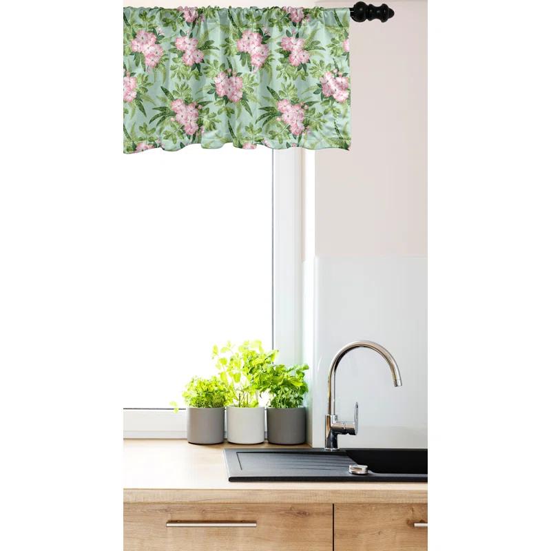 Ambesonne Ambesonne Floral Valance Pack of 2 Hibiscus Blooming Bouquets Olive Green Seafoam Pink