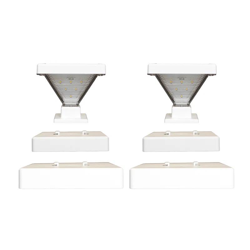 Gama Sonic Luxor Black 4x4 and 5x5 Solar LED Deck Post Cap Light with Warm White and Hi/Lo Mode for Backyard and Wood Fence(2-Pack) (Set of 2)
