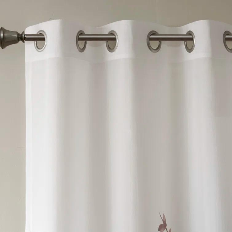 Madison Park Cecily Floral Printed Burnout Sheer Grommet Single Curtain Panel