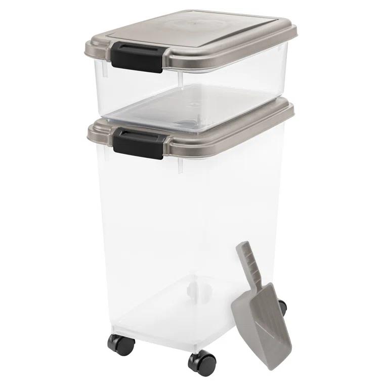 Zoey Tails 35 Lbs. WeatherPro Airtight Stackable Pet Food Storage Container Combo with Scoop & Treat Box