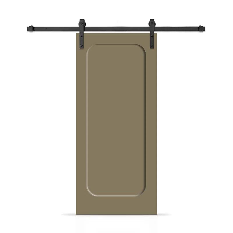 Calhome Curved 1 Panel Shaker Painted Composite Modern Interior Sliding Barn Door with Hardware Kit