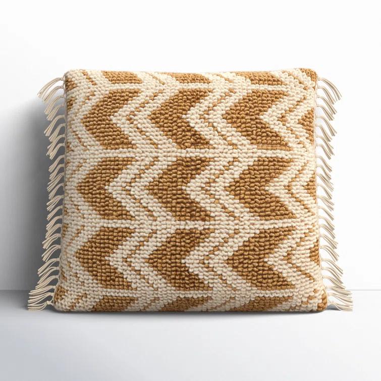 Oakleaf Chevron Polyester,Wool,Cotton Blend Throw Pillow