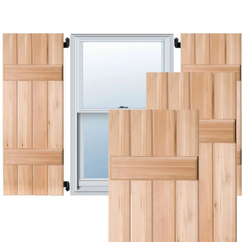 Ekena Millwork Exterior Four Board (2 Batten) Real Wood Pine Board-n-Batten Shutters (Per Pair) (Set of 2)