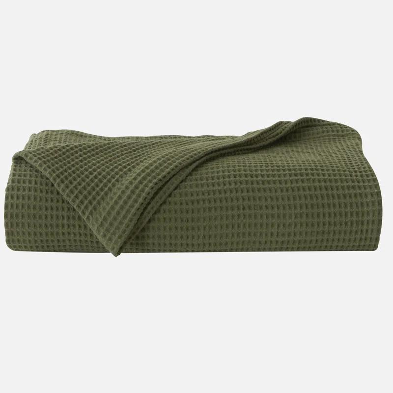 Solid Cotton Waffle Weave Blanket