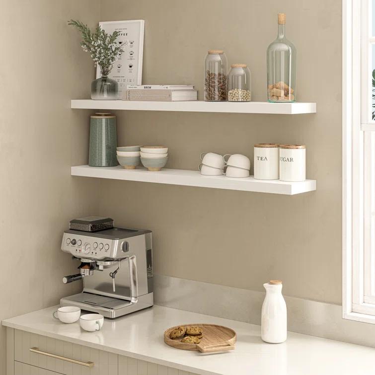 Ballucci Miami 48" W x 8" D Floating Shelves Set with Invisible Wall Mount Brackets (Set of 2)