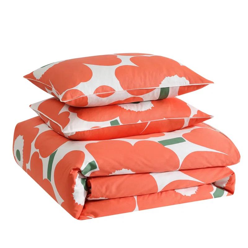 Marimekko Marimekko Unikko Green/White Organic Cotton Duvet Cover Set