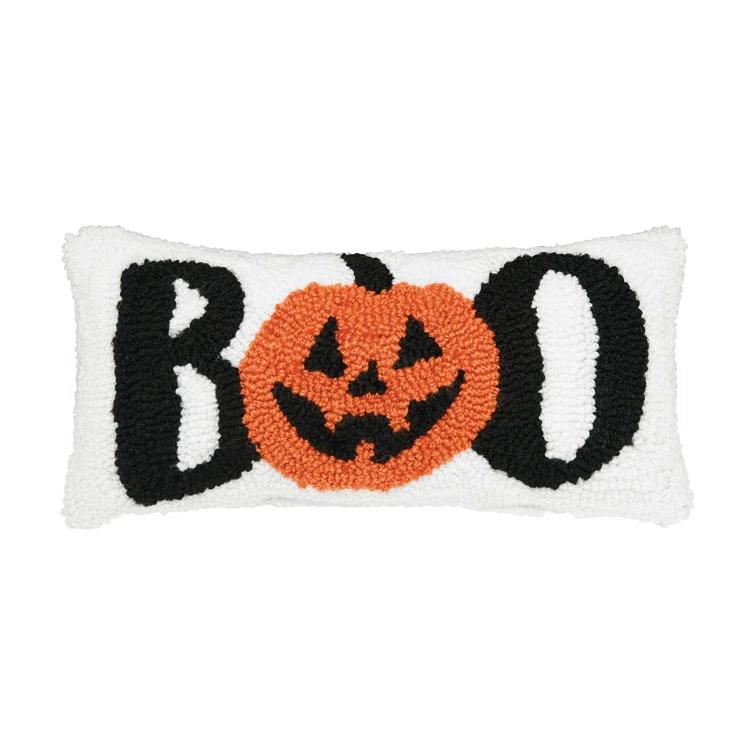 C&F Home 6" Boo Pumpkin Hooked Halloween Throw Pillow