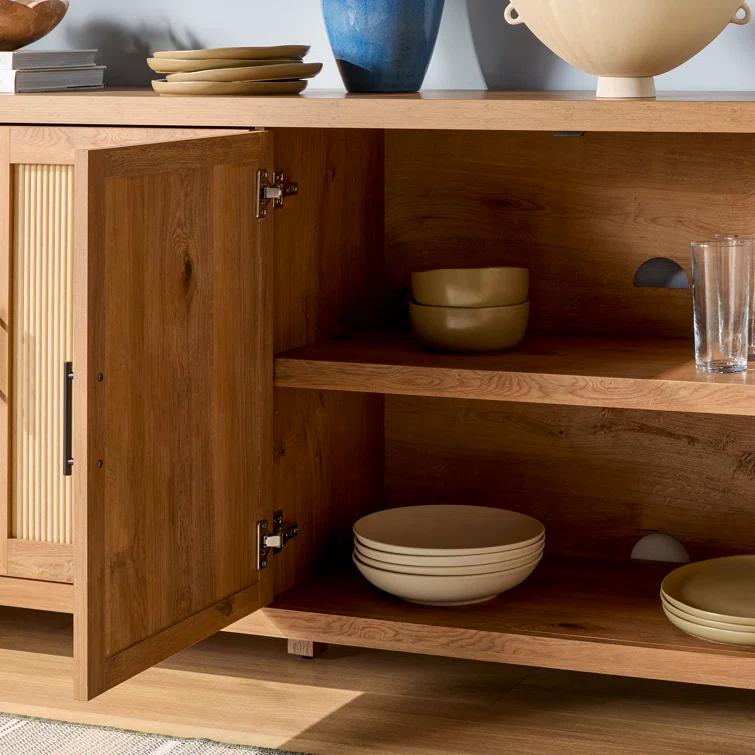Millwood Pines Eilisha Modern Reeded Sideboard with Arched Doors
