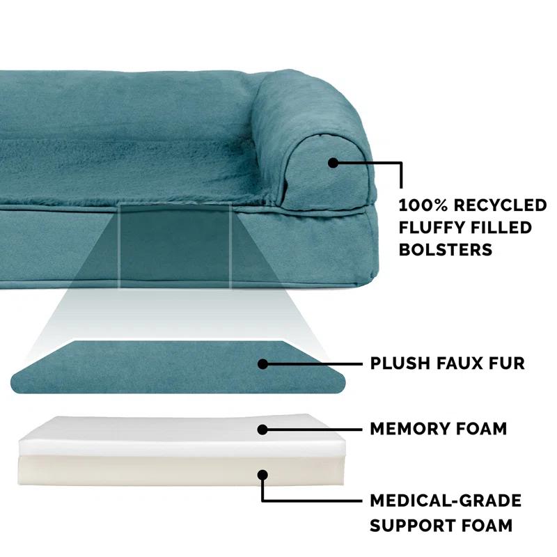 FurHaven Plush & Suede Memory Foam Sofa Style Pet Bed