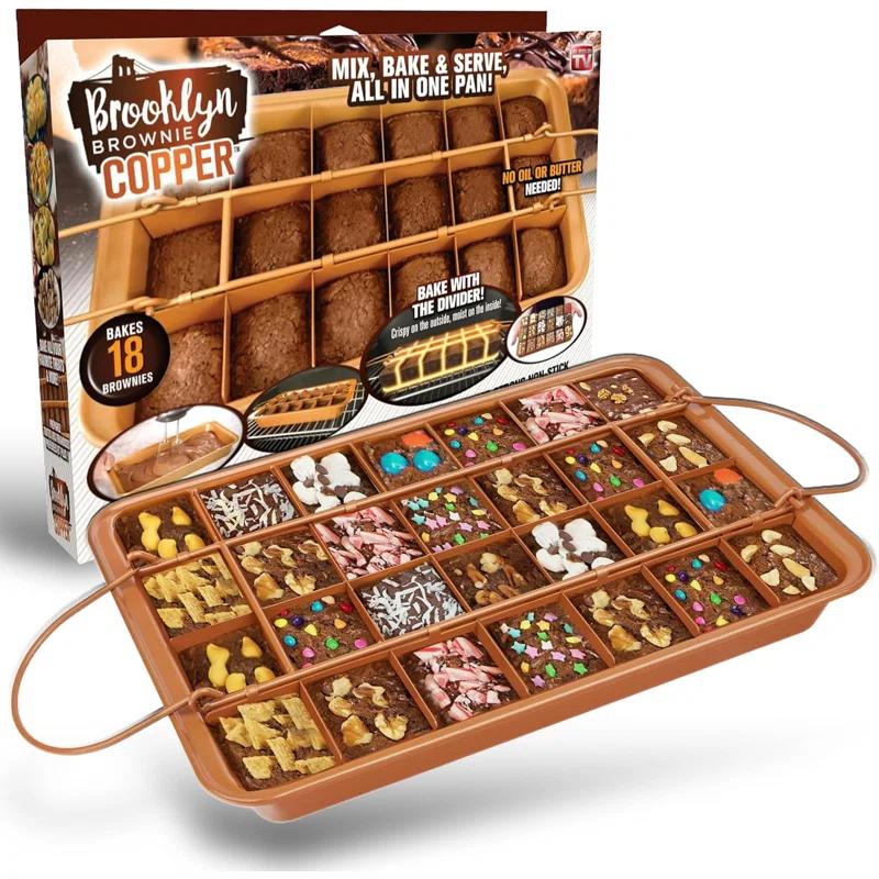 Anadea 2 In 1 Cake Pan + Brownie Baking Tray With 24 Pre-Cut Molds, Non-Toxic Oven/Dishwasher Safe