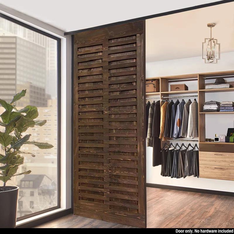 Calhome 84'' Solid Wood Paneled Painted without Installation Hardware Kit Barn Door