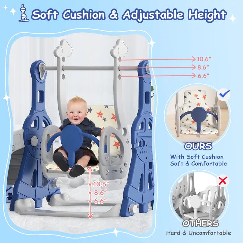 Suteck 4 in 1 Toddler Slide, Kids Slide with Climber and Swing Outdoor Indoor Slide Playset