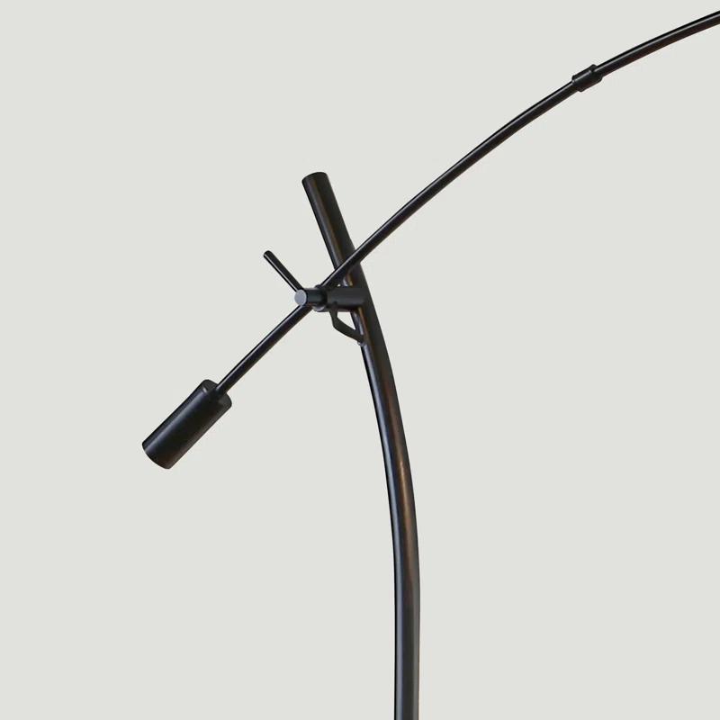 Brightech Grayson 84" Mid-Century Modern Height-Adjustable LED Arc Floor Lamp with Bronze Finish and Beige Cotton Fabric Drum Shade, Bulb Included