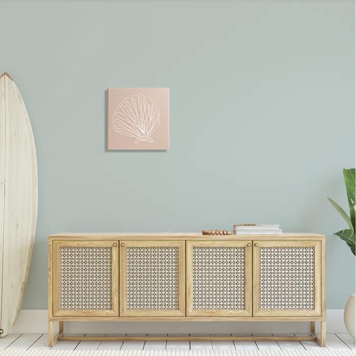 Stupell Industries " Clam Shell Squiggle Doodle Tan Sea Life " by Daphne Polselli