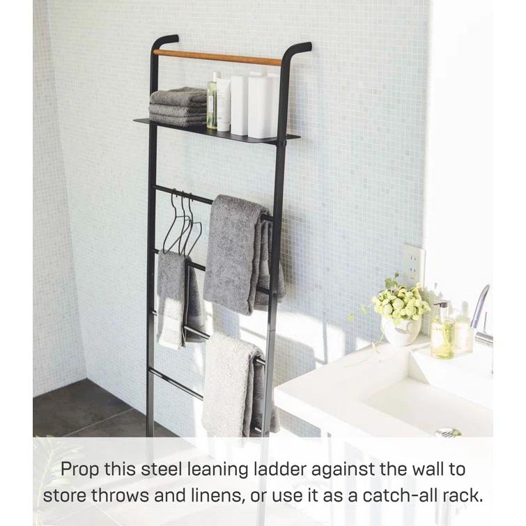 Yamazaki Home Leaning Ladder With Shelf, Space Saving, Steel