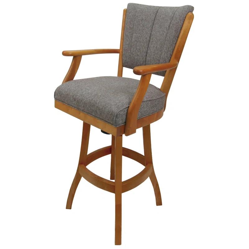 Tobias Designs Custom Wood Bar Stools Swivel Upholstered Counter Stool with Solid Wood Frame