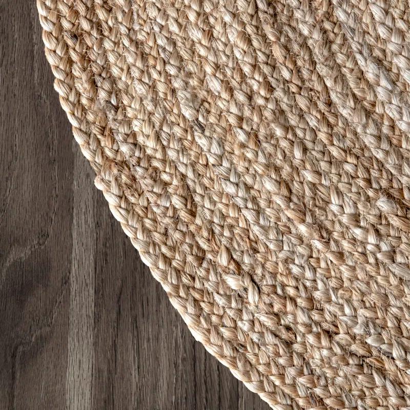 Highland Dunes Bendooragh Hand-Braided Jute Natural Area Rug