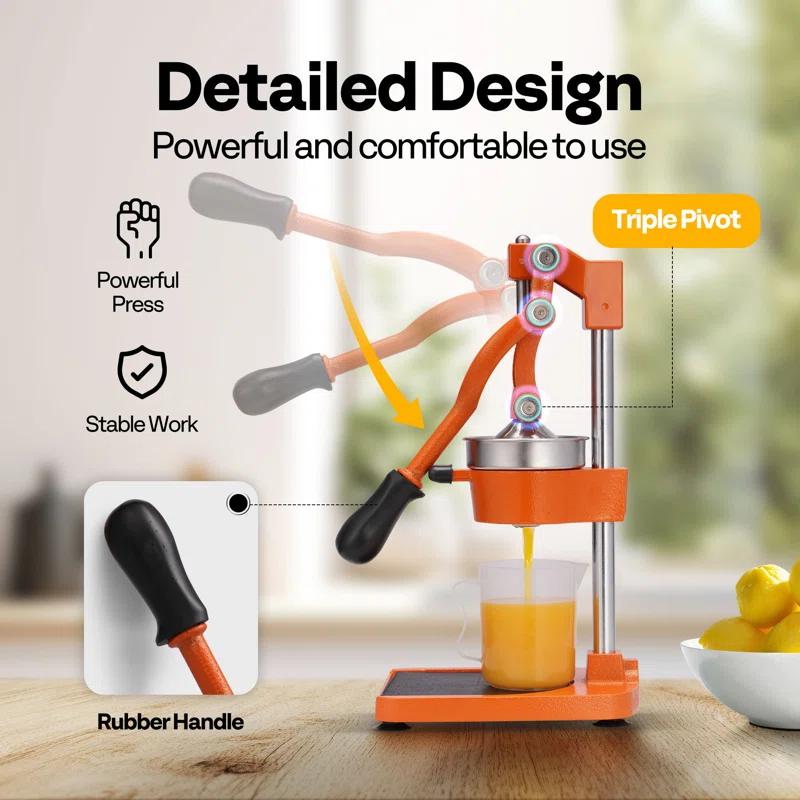 Stainless Steel Black Manual Hand Press Orange Juicer Machine