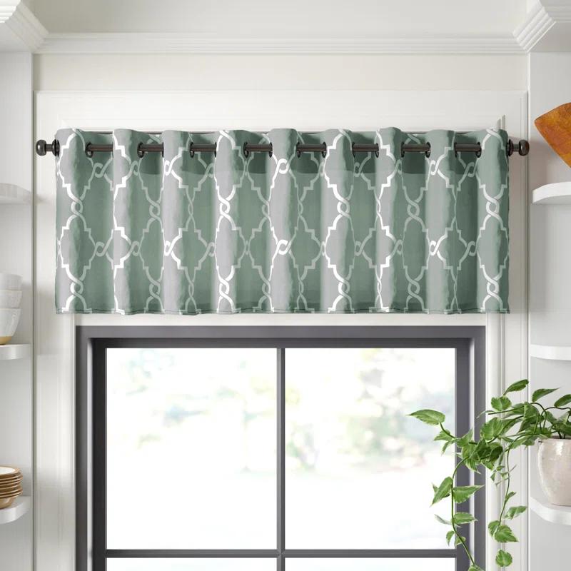 Madison Park Saratoga Fretwork Print Grommet Top Window Valance