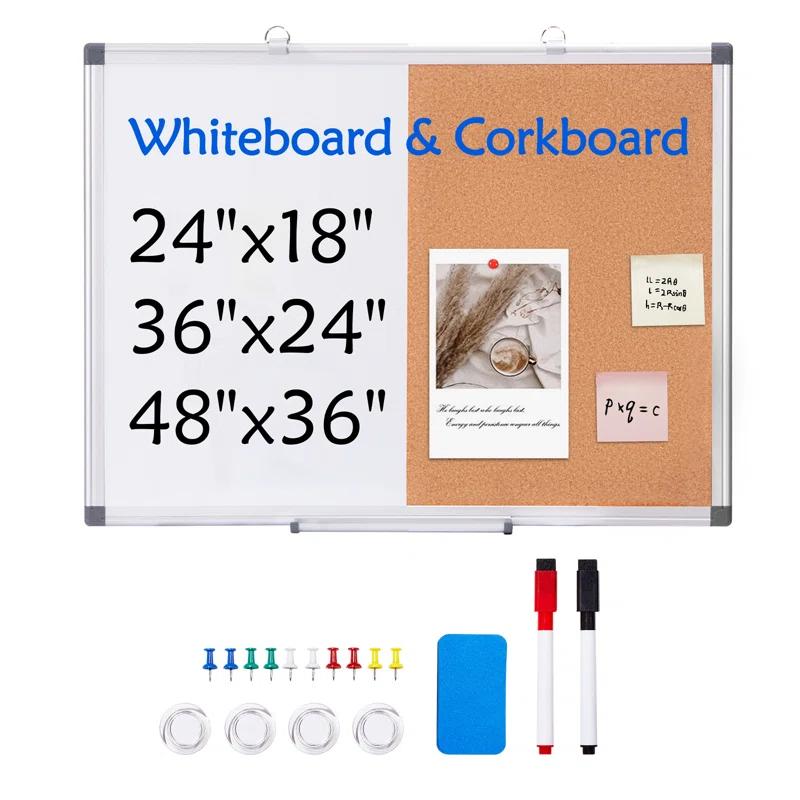 VEVOR Whiteboard & Cork Board Combo with Aluminum | Wayfair