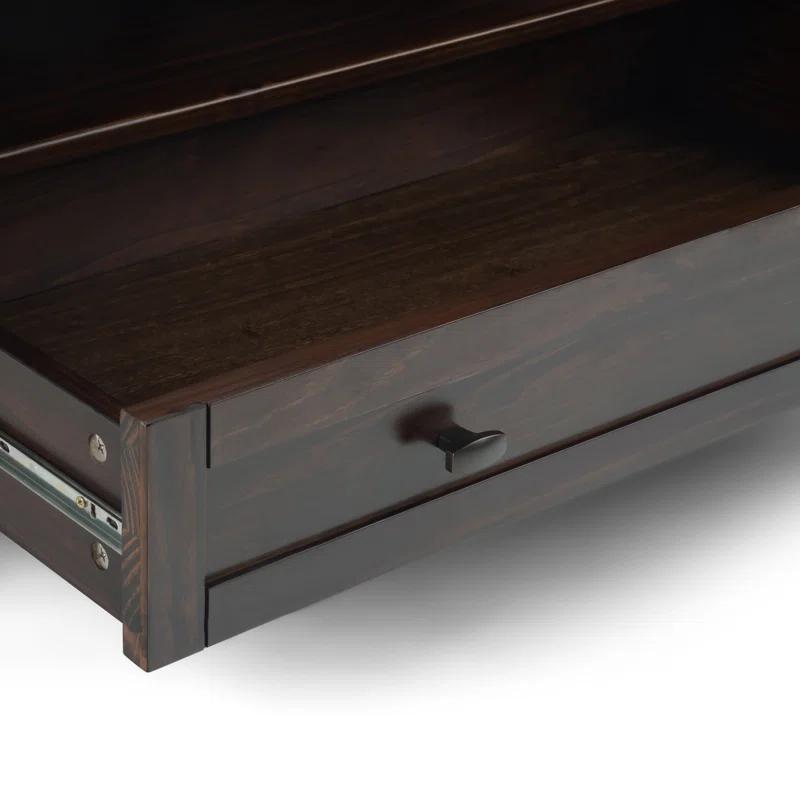 Simpli Home Warm Shaker 36"W Solid Wood Square Coffee Table with Two Drawers and Open Shelf & Reviews | Wayfair