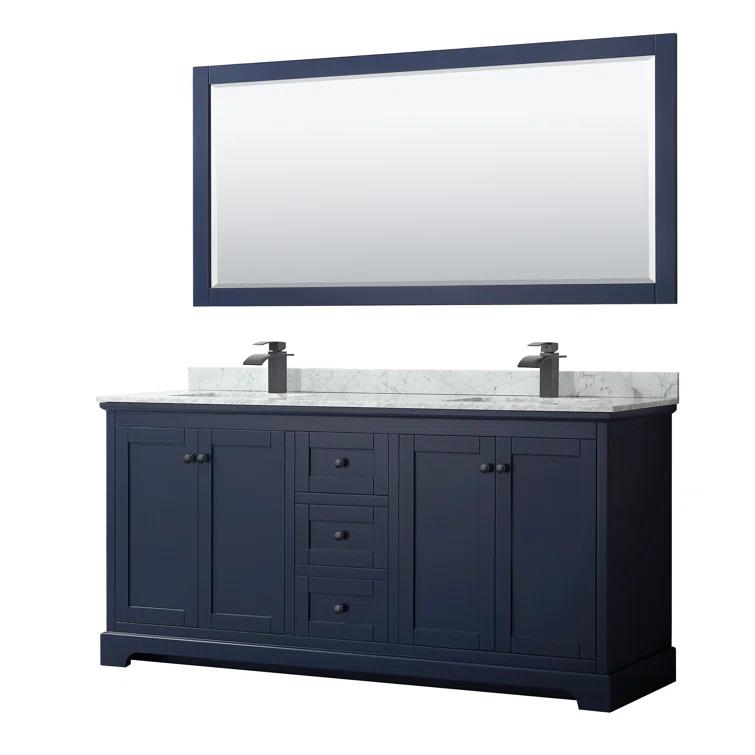 Wyndham Collection Avery 72'' Double Bathroom Vanity with Stone Top with Mirror