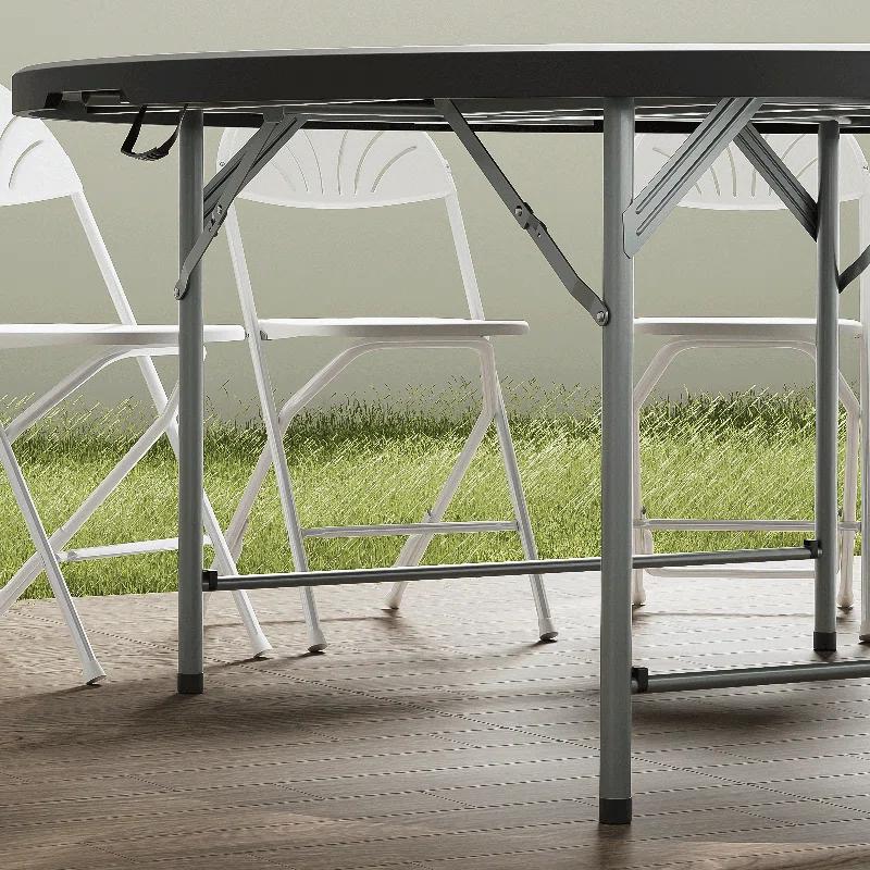 Magshion 5.5Ft Round Folding Table Portable Plastic Table With Handle Foldable Banquet Table For Dining Camping And Picnics