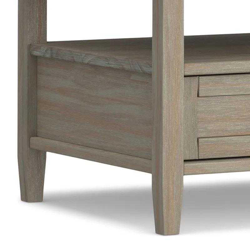 Simpli Home Warm Shaker 48"W Solid Wood Coffee Table with Two Storage Drawers and Open Shelf