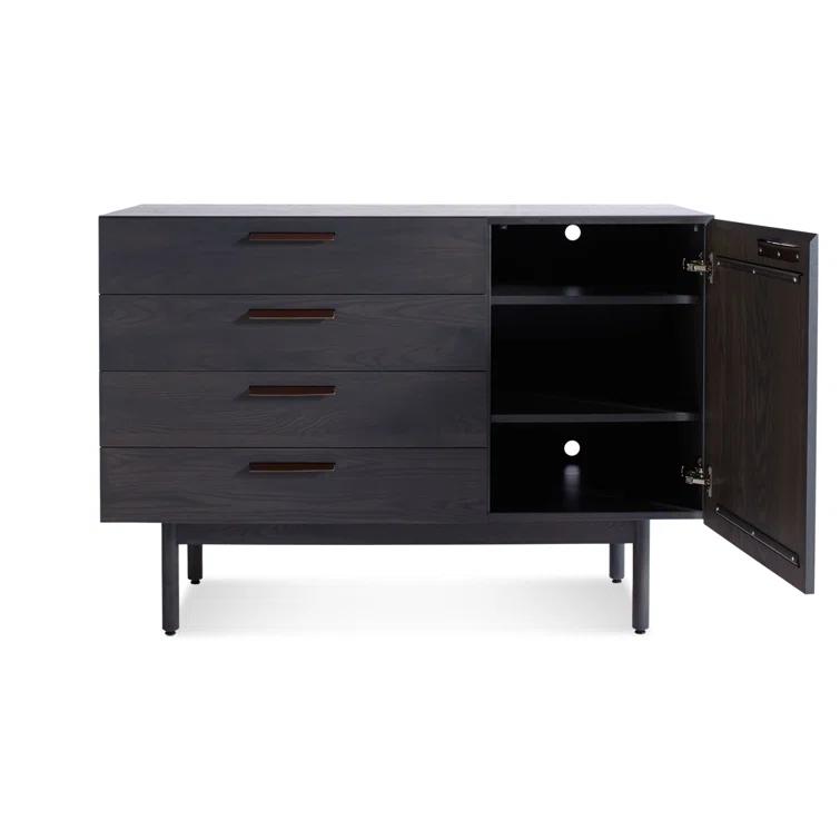 Shale 4-Drawer 1-Door Light Walnut Credenza Sideboard