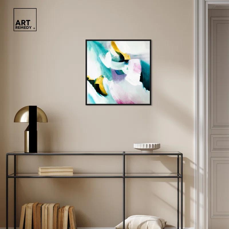 Art Remedy Art Remedy Still Violas Framed Blue Abstract 1 Piece Canvas Wall Art 56586