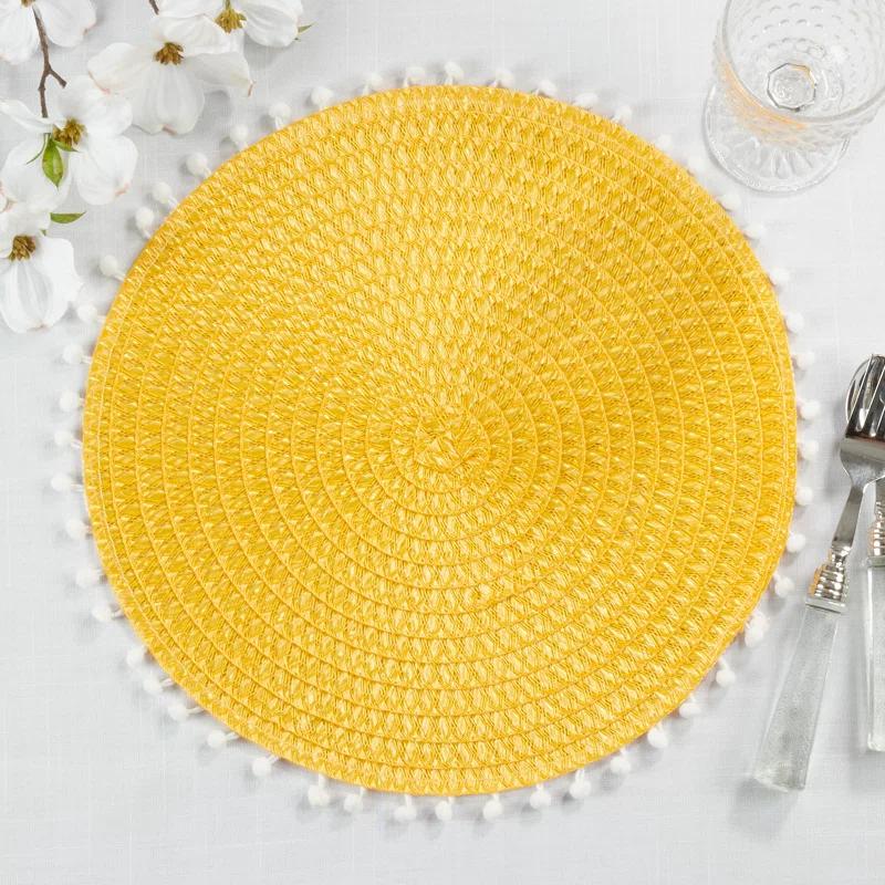 Saro Brielle Collection Polypropylene Plastic No Pattern Round Placemat (Set of 4)