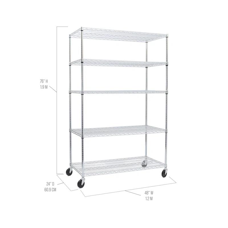 UltraDurable 24" D 5-Tier NSF-Certified Steel Shelving with Wheels