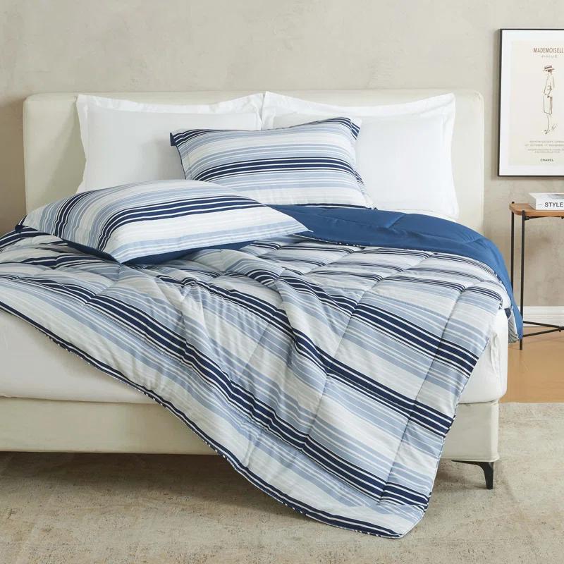 FreshFolds Reversible Microfiber Comforter Set with Shams