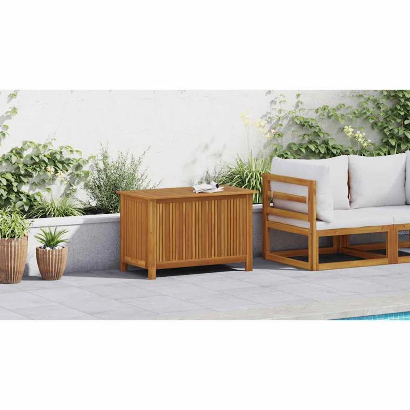 vidaXL Patio Storage Box Cushion and Blanket Outdoor Garden Solid Wood Acacia
