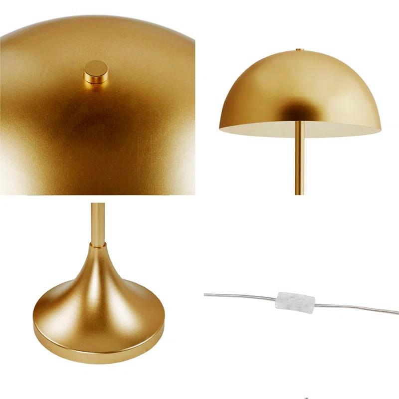 Everly Quinn Augusta Art Deco Dome-Shaped 2-Light Metal Table Lamp