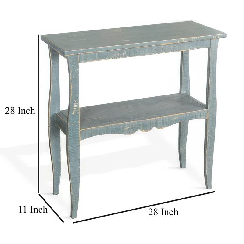 Benjara Rena Side End Table, Scallop Trim, 28 Inch Mahogany