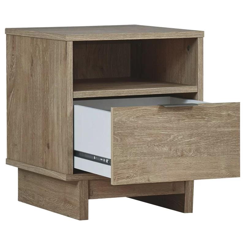 Altie Transitional Brown 1-Drawer Nightstand with Open Cubby