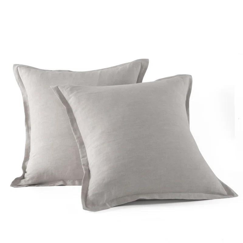 Stone Washed French Linen European Square Pillow Shams 26 x 26" (Set of 2)
