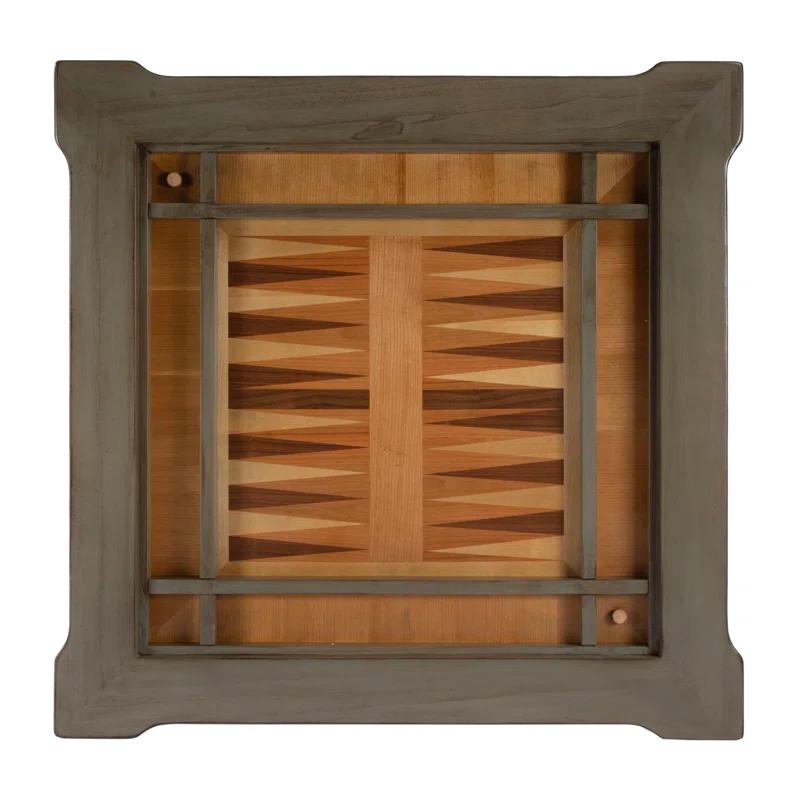 Versatile Square Multi-Game Table with Leather and Wood Accents