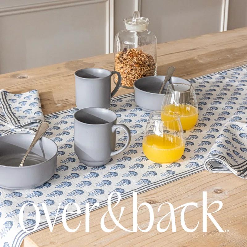 over&back Hand-Blocked Printed Cotton Table Runner