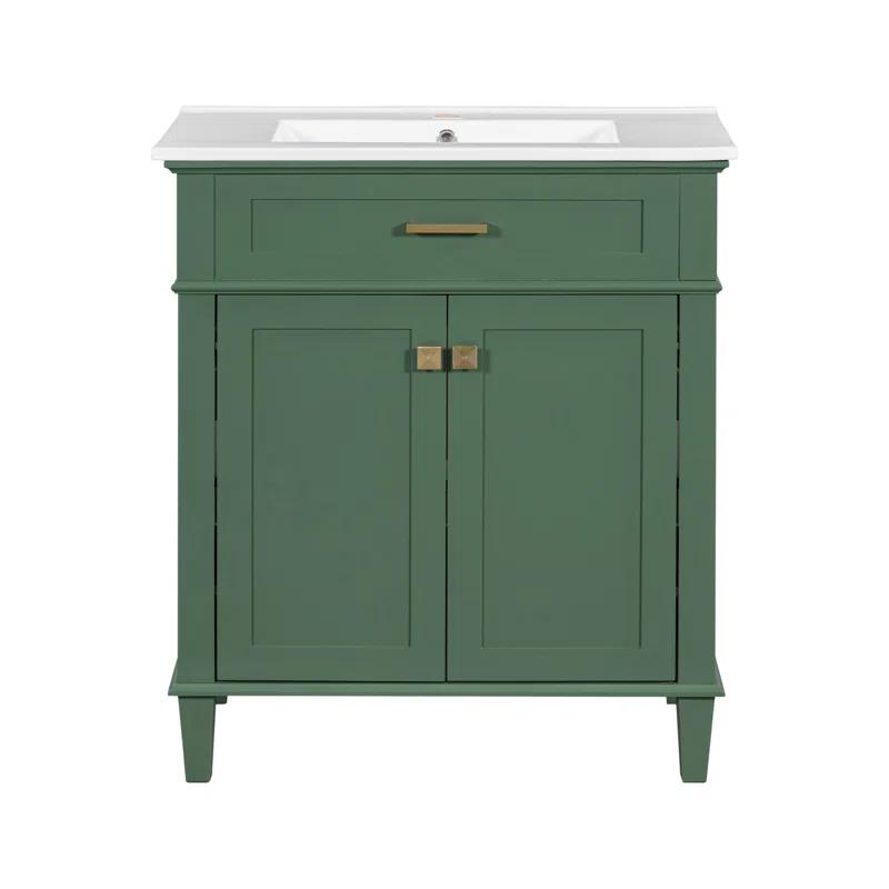 Tryimagine 30-Inch Bathroom Vanity With Ceramic Basin,  Soft Close Door And Adjustable Shelves