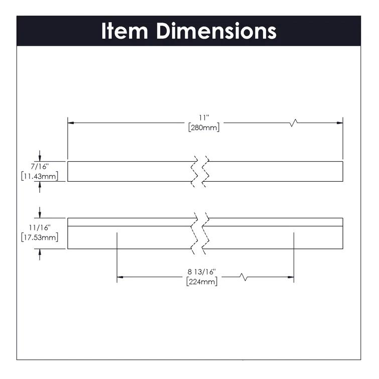 Hickory Hardware Streamline Kitchen Cabinet Handles, Solid Core Drawer Pulls for Cabinet Doors, 8-13/16" (224mm) (Set of 5)