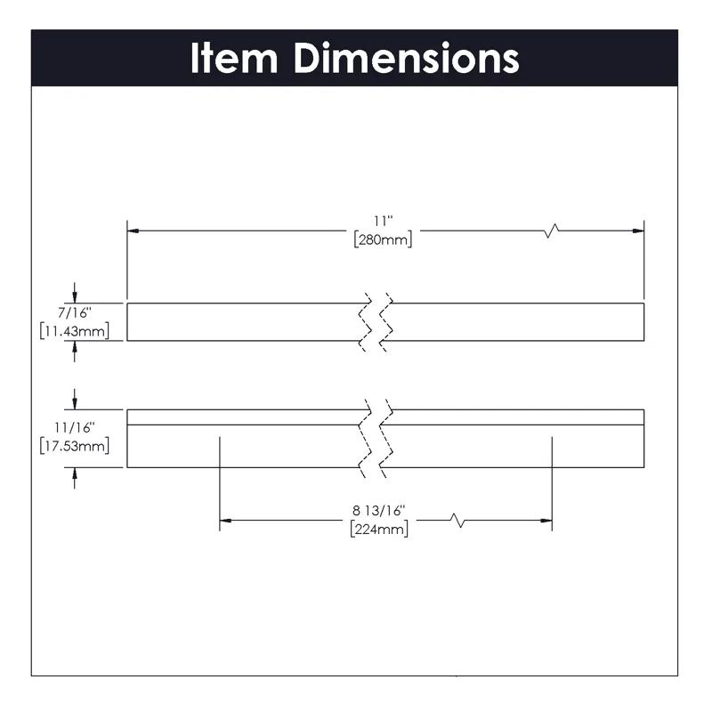 Hickory Hardware Streamline Kitchen Cabinet Handles, Solid Core Drawer Pulls for Cabinet Doors, 8-13/16" (224mm) (Set of 5)