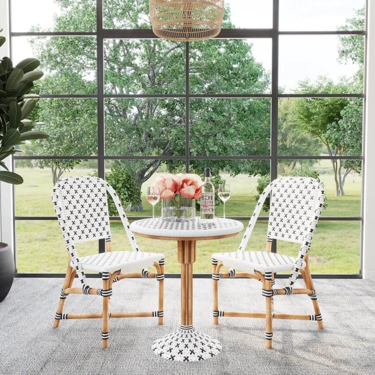 Butler Specialty Tenor Rattan Bistro Table In White And Black