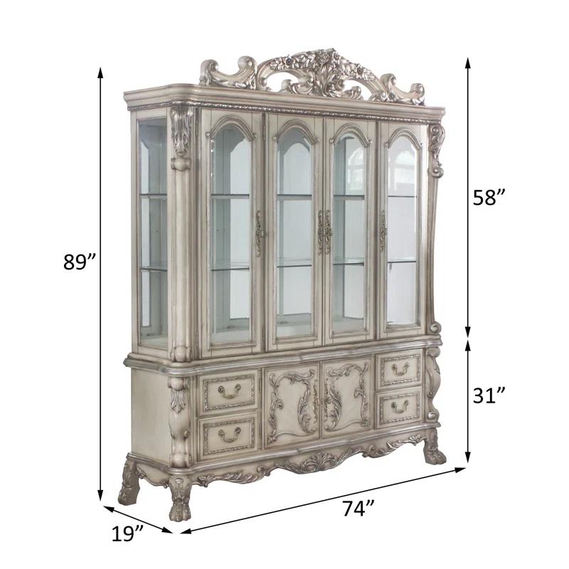One Allium Way® Hutch Buffet China Cabinet in Vintage Bone White
