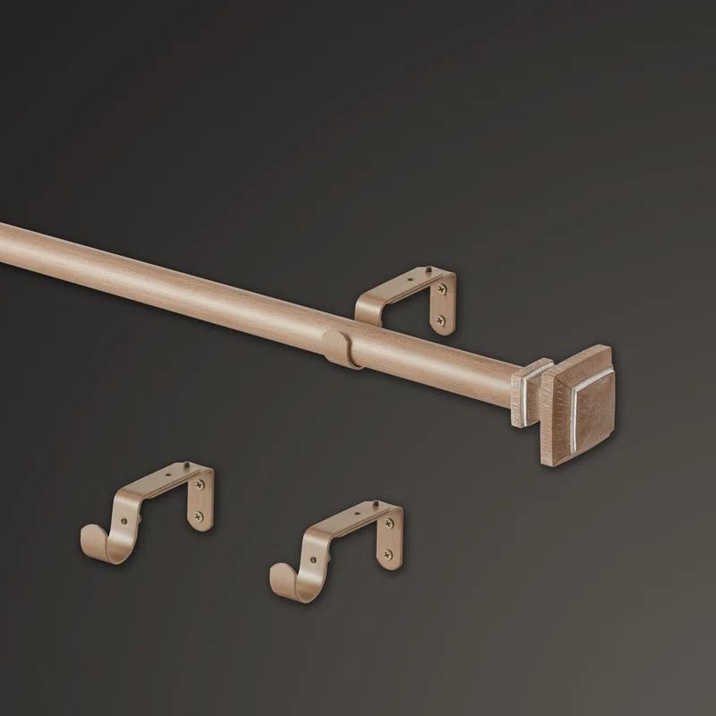 MODE Mode Farmhouse Collection 1 1/8 in Diameter Curtain Rod Set with Cottage Square Finials and Steel Wall Mounted Adjustable Rod