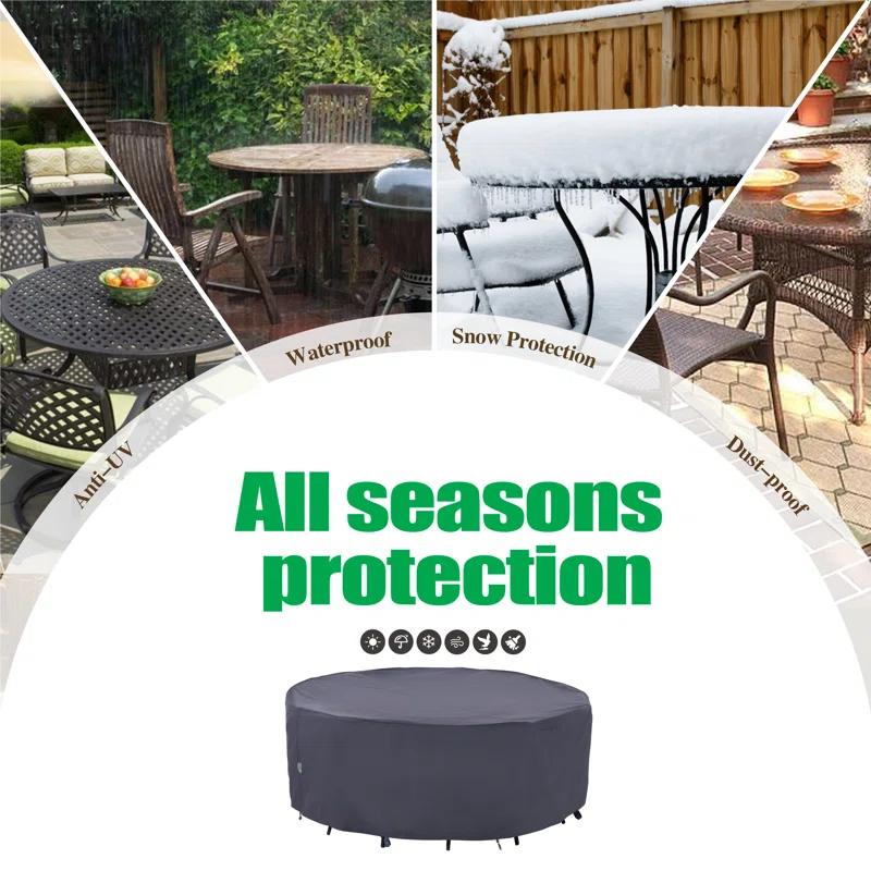 F&J Outdoors Premium Waterproof Outdoor Patio Round Table Cover: Latest Rip-Stop Fabric, 3-Year Warranty