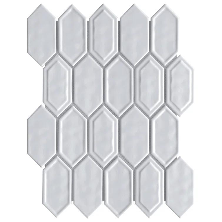 Supreme Tile Classic 13.31 in. x 10.24 in. Picket Glossy Glass Mosaic Tile
